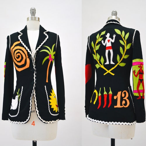 90s Vintage Moschino Black Jacket Blazer Small Medium Cheap & Chic