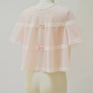 60s 70s Vintage Pink Peignoir Sheer Top Nightgown Shirt Small Medium Wedding Honeymoon Nightgown // Vintage Lingerie Peignoir Vanity Fair image 7