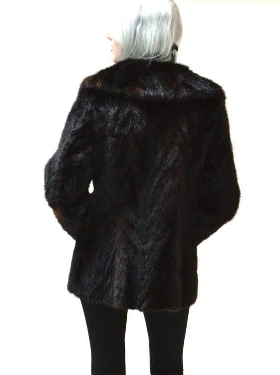 Vintage Brown Black Fur Jacket Coat Mink Medium//… - image 4