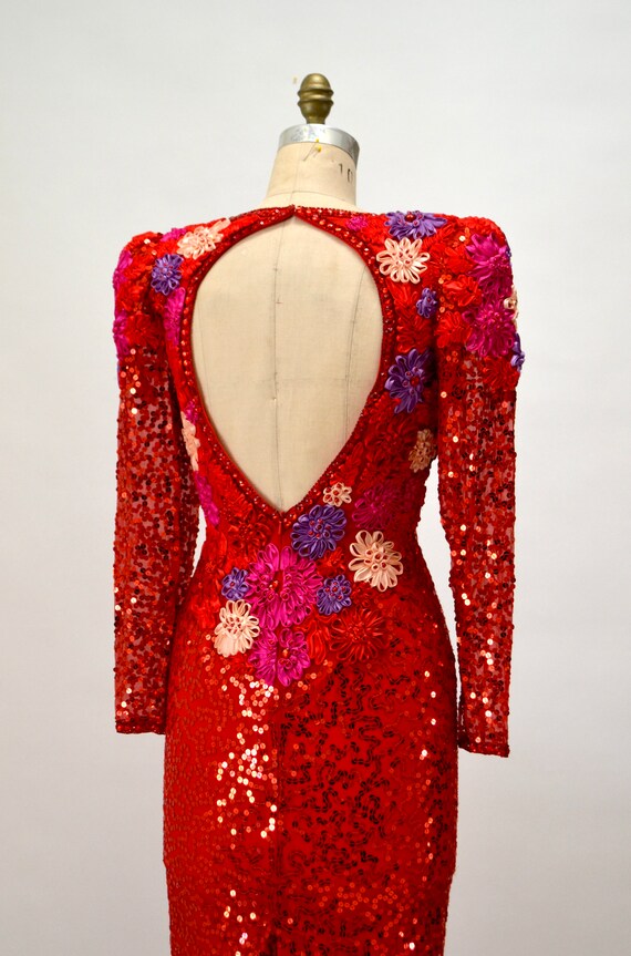 Vintage red 80's bead dress M Scala