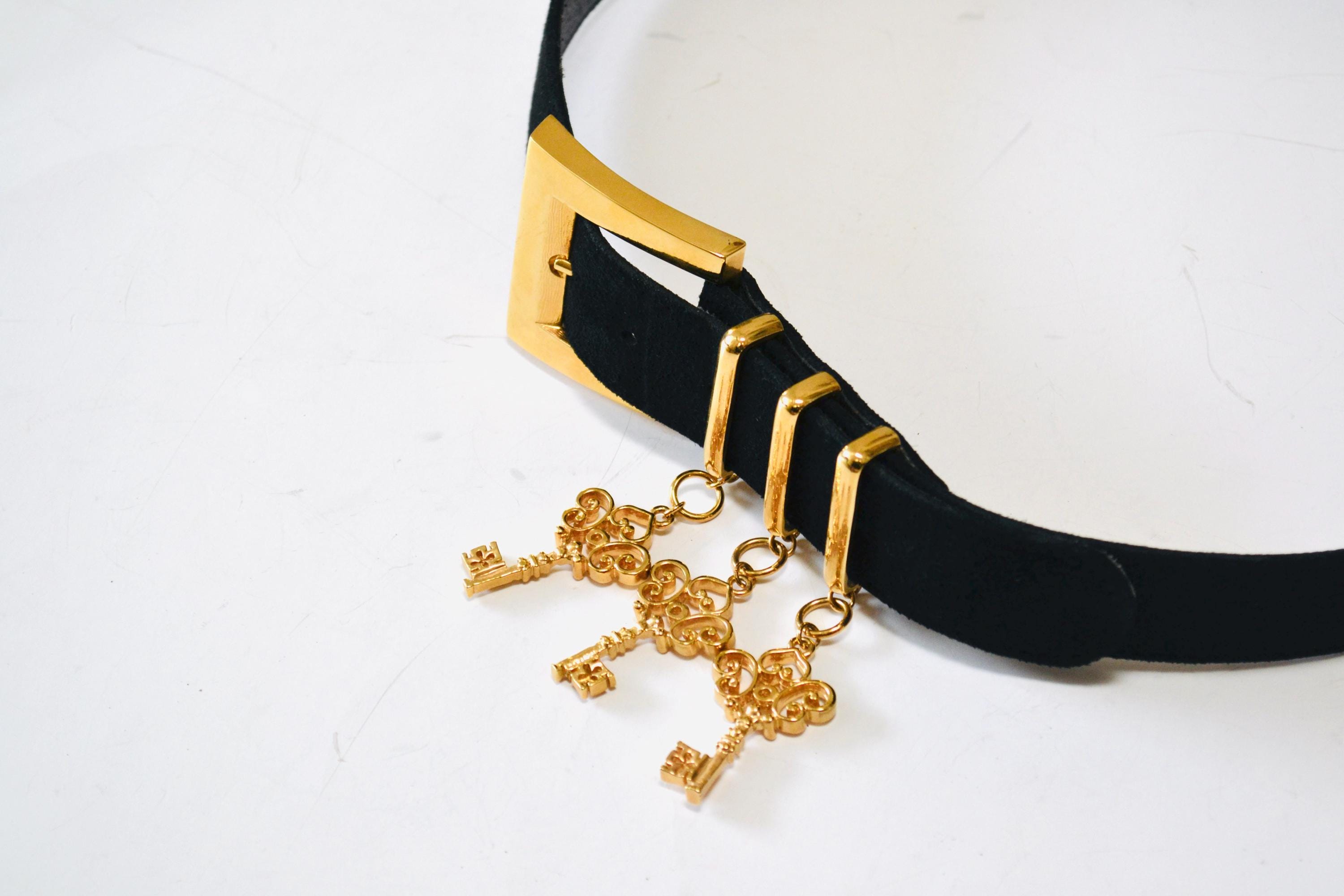 St. John Black Wide Belt With Gold Buckle Leather & Polyurethane Size 12 USA St John Leather Belt - Etsy main image 2