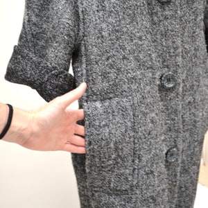 60s Vintage Grey Wool Jacket Size Medium Large Blanket Woven Henri Bendel Made in Italy By Gregoriana Wool Coat Jacket image 6