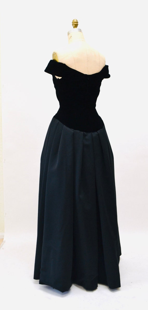 80s 90s Vintage Black Ball Gown Evening Gown Dres… - image 7