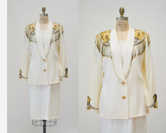Cream and gold blazer deals