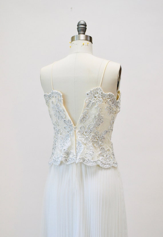 90s Vintage White Lace Prom Pageant Wedding Dress… - image 5