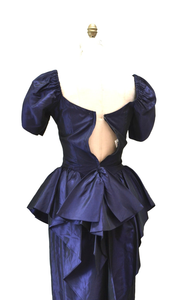 Vintage 80s Prom Dress Size XS Small Taffeta Purple// Vintage 80s Party Bridesmaid Dress XS SMALL Dark Purple Sequin Formal Dress image 7