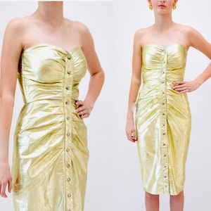 Strapless gold dress Etsy Mexico