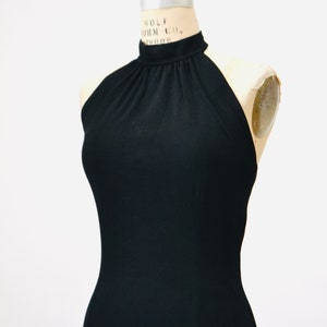 70s Vintage Black Halter Dress By Lillie Rubin Medium 70s Party long Black Halter Neck Dress 70s Disco Knit Dress Long Black Sexy Dress image 4