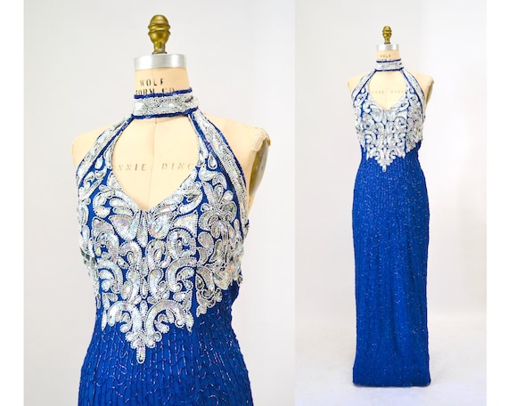 Royal blue and silver cocktail shop dresses