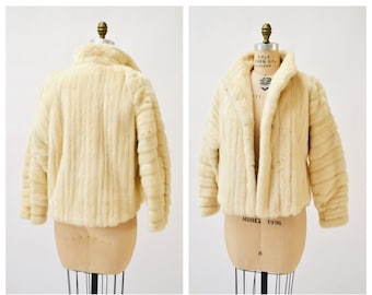 80s 90s Vintage Cream White Mink Fur Coat Jacket Medium Larry Weinstien // 80s Vintage Fur Coat Cream White Wedding Fur Coat Jacket