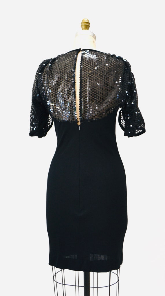 70s 80s Vintage Black Sequin Dress Gerald Frankli… - image 10
