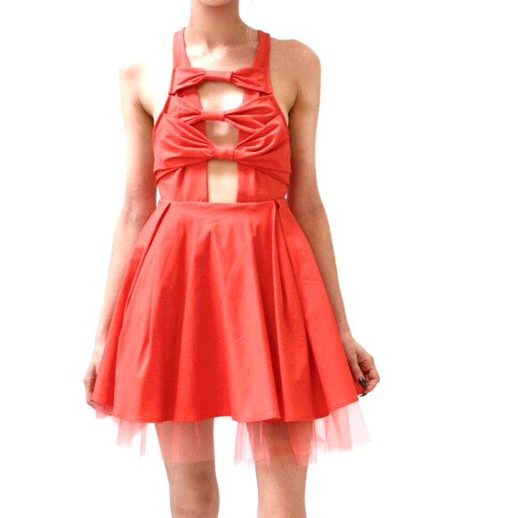 90s 2000s Vintage Pink Prom Club Dress Salmon Par… - image 5