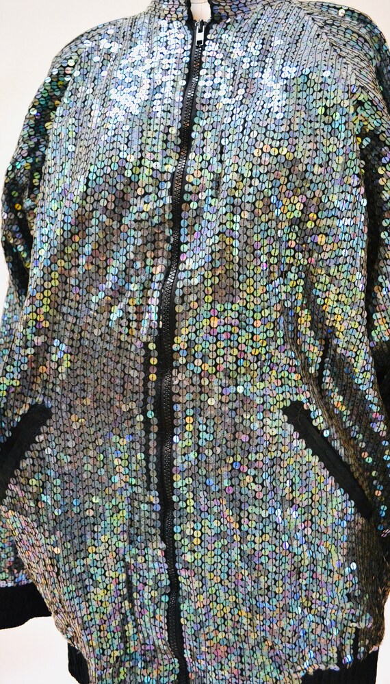 80s 90s Vintage Sequin Jacket with Rolls Royce Ca… - image 7