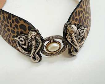80s 90s Vintage ESCADA Black Gold Gemstone Belt Metallic  display picture 1