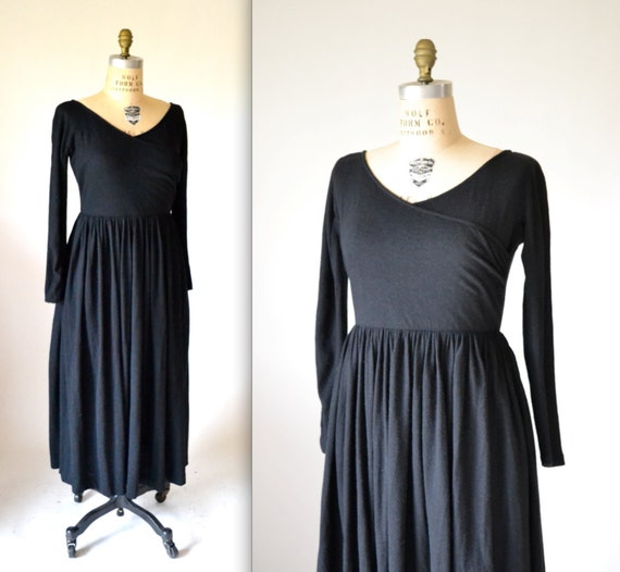 Vintage Black Dress by Sonia Rykiel Black Wool Jer