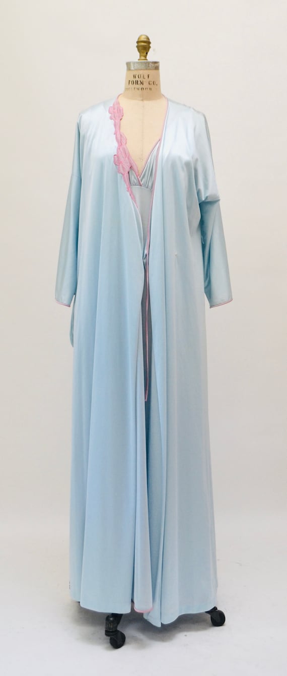 70s 80s Vintage Peignoir Nightgown Robe Vanity Fa… - image 5