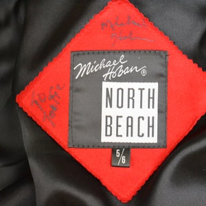 90s Vintage RED Leather Suede Jacket Michael Hoban Embroidered Autographed North Beach Leather Red Suede Embroidered Bolero Cropped Jacket image 3