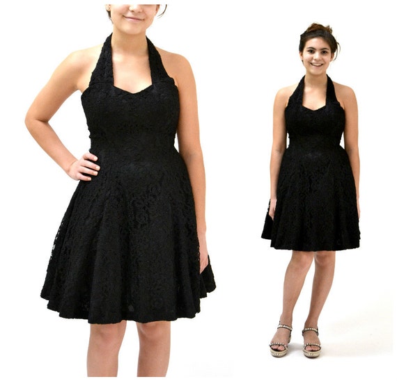 Vintage Black Prom Dress Lace Party Dress 80s 90s XS Small Crinoline Skirt 90s Vintage Prom Dress Black Small Halter Neck Black Lace Etsy Canada