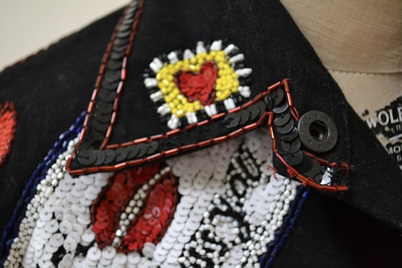 Vintage Sequin Jacket Size Medium Large in Red an… - image 7