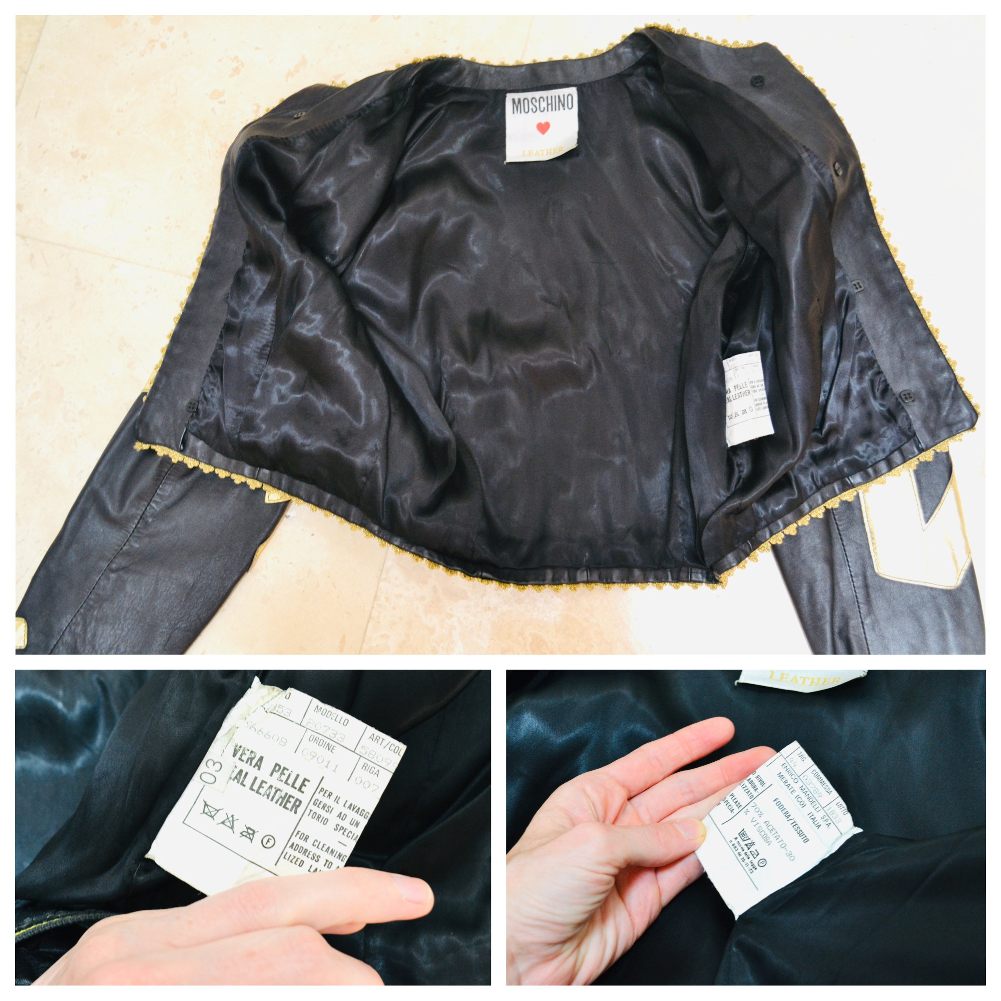 90s Vintage Moschino Peace LOVE NOW Leather Jacket Vintage