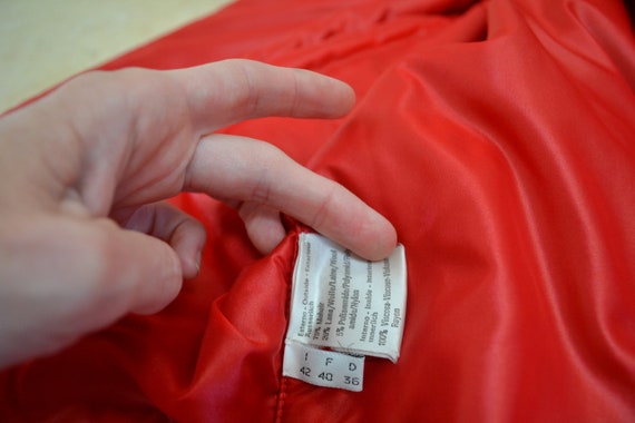 Buy 80s 90s Vintage Red Jacket Coat Wool Mohair Jacket Puffer Vest