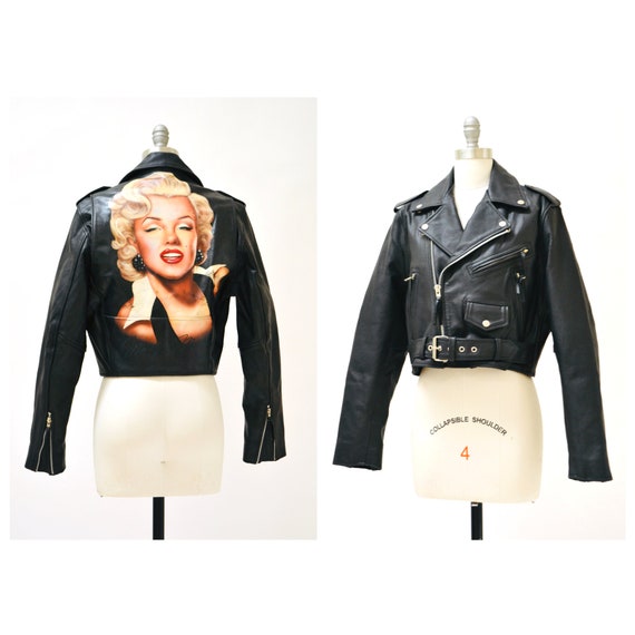 Vintage Black Leather Motorcycle Jacket Marilynn … - image 3