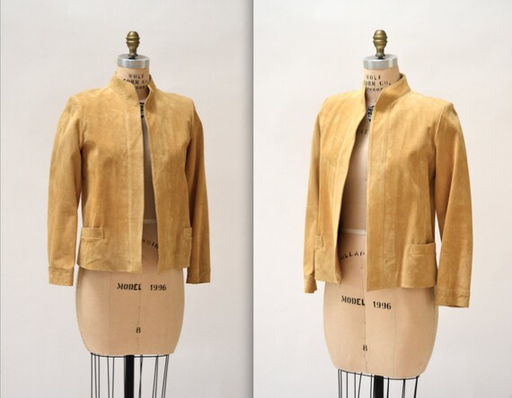 Veste en cuir daim vintage en Camel ocre brun moyen cuir Vintage veste Blazer taille moyenne Veste en cuir daim vintage en Camel ocre brun moyen cuir Vintage veste Blazer taille moyenne