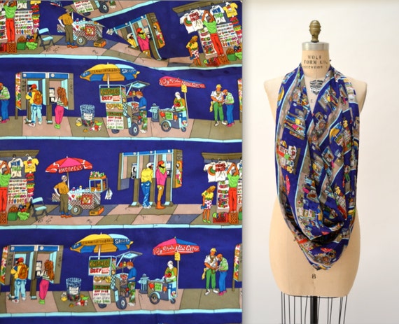 90s Vintage Nicole Miller Silk Large Scarf with N… - image 5