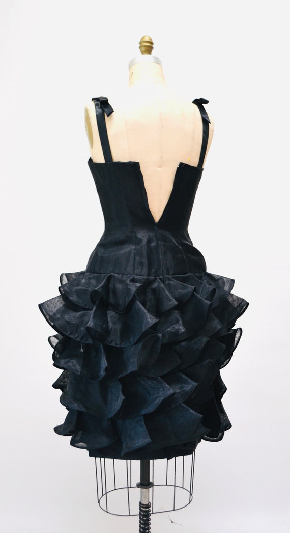 Vintage 80s Prom Dress Black Ruffle Dress By Vict… - image 9