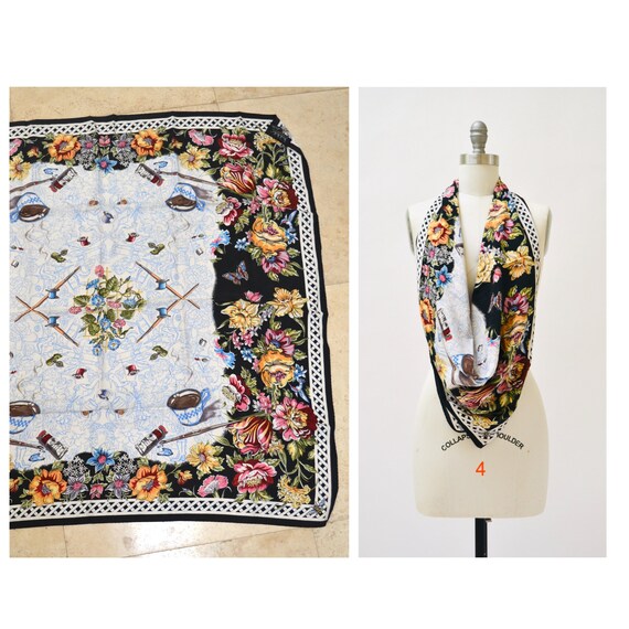 Vintage Nicole Miller Silk Scarf Paint By Numbers