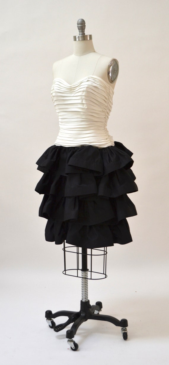 Vintage 90s Party Prom Dress XXS XS Small Black a… - image 4