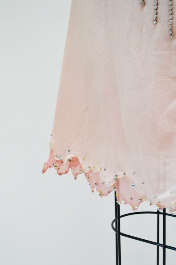 2000s Y2k Vintage Pink Silk Rhinestone Slip Dress… - image 6