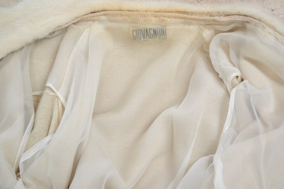 50s Vintage Cream Mink Fur Collar Beaded Cardigan… - image 9