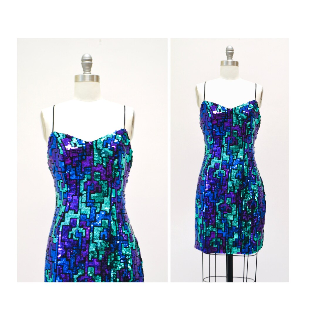 90s Jacqueline De Young Dress| Vintage  Women's Retro Purple Sleeveless Dress
