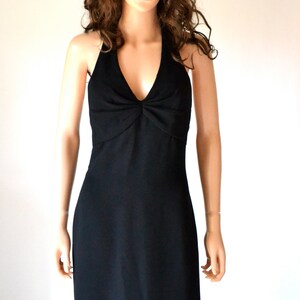 90s Vintage Evening Gown Size Small in Black By Chris Kole for Saks Fifth Avenue Halter Dress Long Black Dress image 3