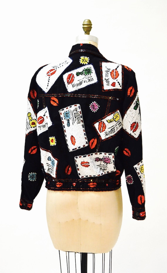 Vintage Sequin Jacket Size Medium Large in Red an… - image 4