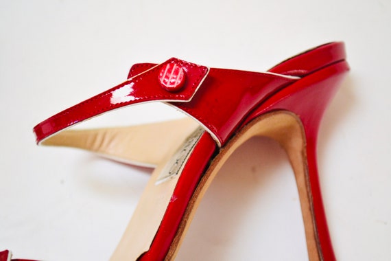 Vintage 90s Jimmy Choo High Heels Red Patent Leat… - image 9