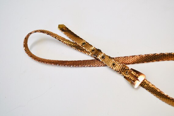70s Vintage Gold Brass Thin Belt Chainmail Metal Gold  display picture 2