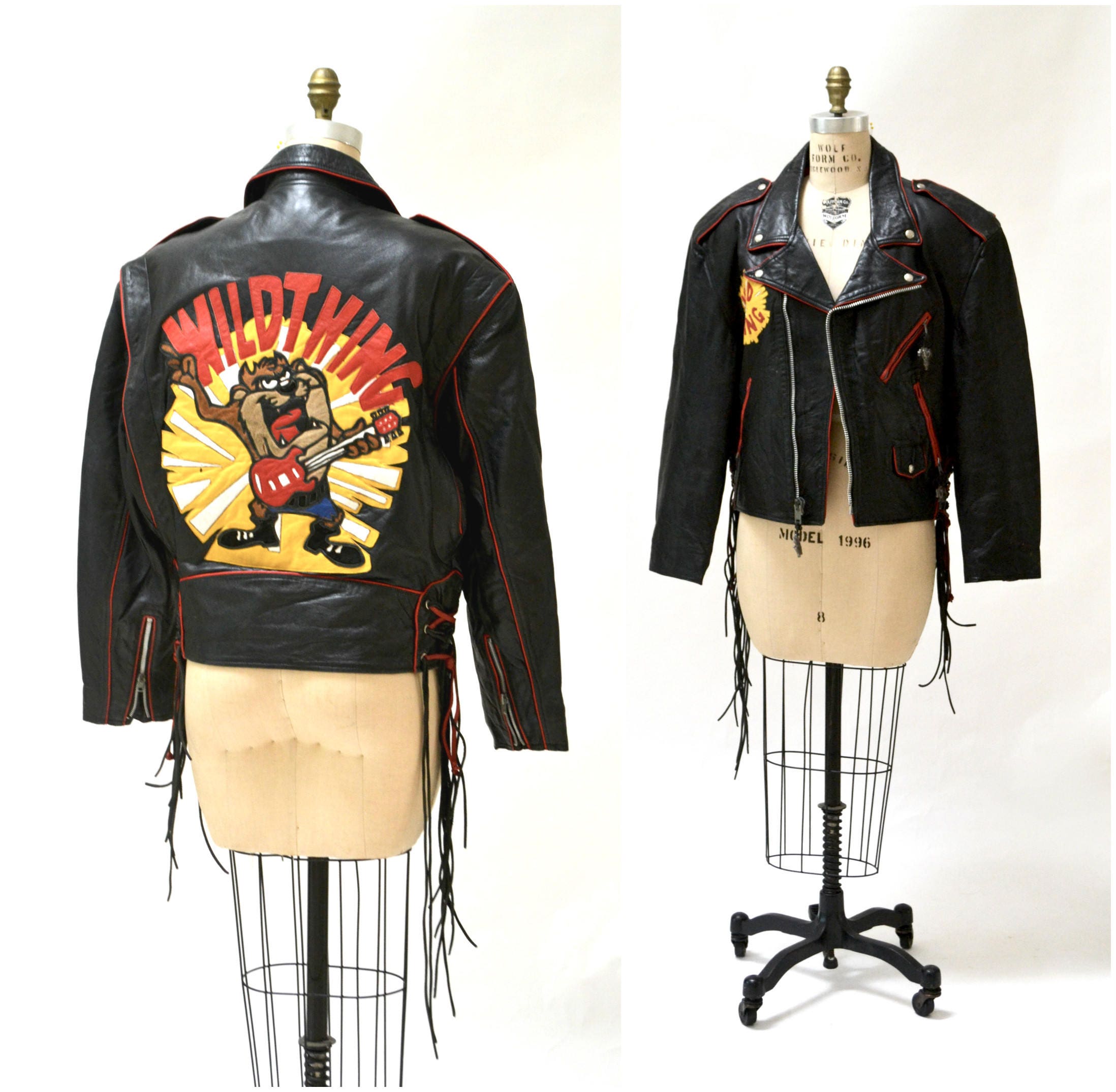 MENS VINTAGE RED DEVILS LEATHER JACKET BLACK BIKER Leather jacket men, Jackets, Black motorcycle jacket