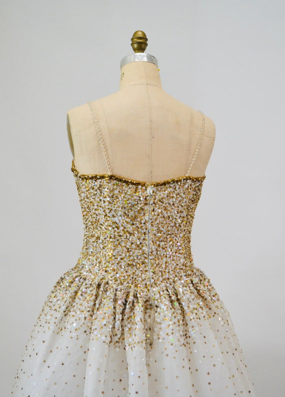 Vintage Off white Silk Sequin Dress Riazee Boutiq… - image 5