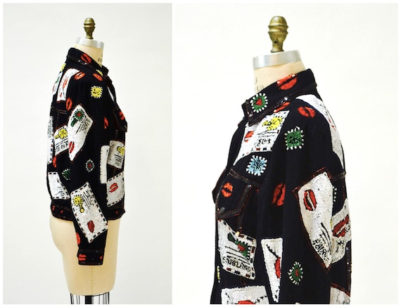 Vintage Sequin Jacket Size Medium Large in Red an… - image 3