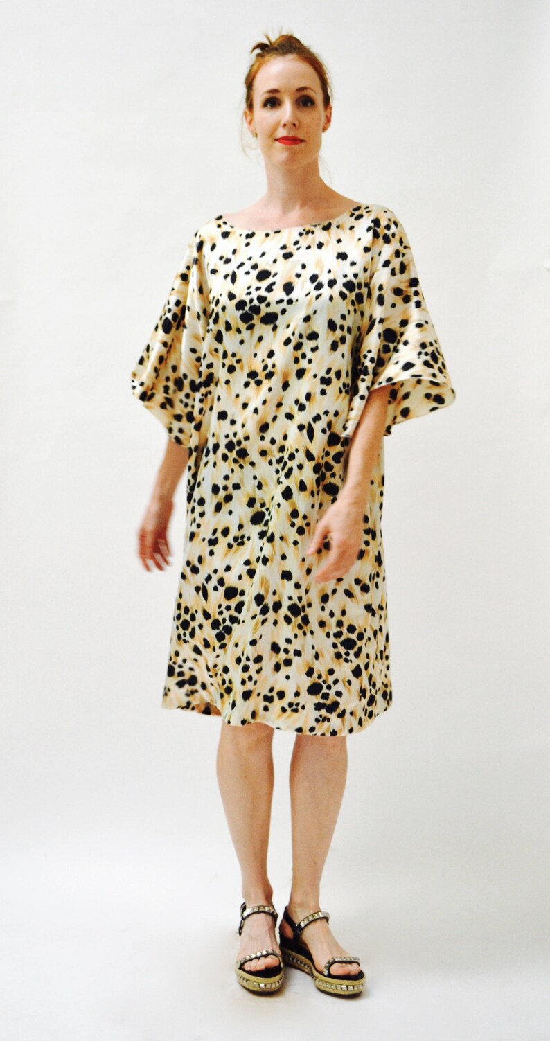 Vintage Animal Print Dress Large Animal Print Beach Coverup Caftan Kaftan image 6