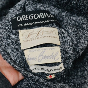 60s Vintage Grey Wool Jacket Size Medium Large Blanket Woven Henri Bendel Made in Italy By Gregoriana Wool Coat Jacket image 10