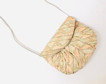 Bolso de mano vintage de piel de serpiente marrón con diseño de pitón y reptil, con patchwork, Caprice // Monedero vintage marrón de los años 70 y 80 con patchwork de piel.