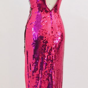 Vintage 80s Prom Pink Sequin Dress Size XXS Alyce Designs// 80s Vintage Metallic Sequin Gown Silver and PInk Drag Queen Pageant Barbie Dress image 7
