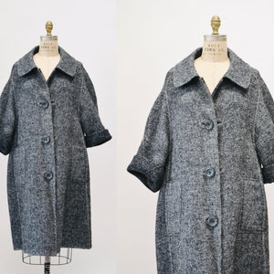 60s Vintage Grey Wool Jacket Size Medium Large Blanket Woven Henri Bendel Made in Italy By Gregoriana Wool Coat Jacket image 2