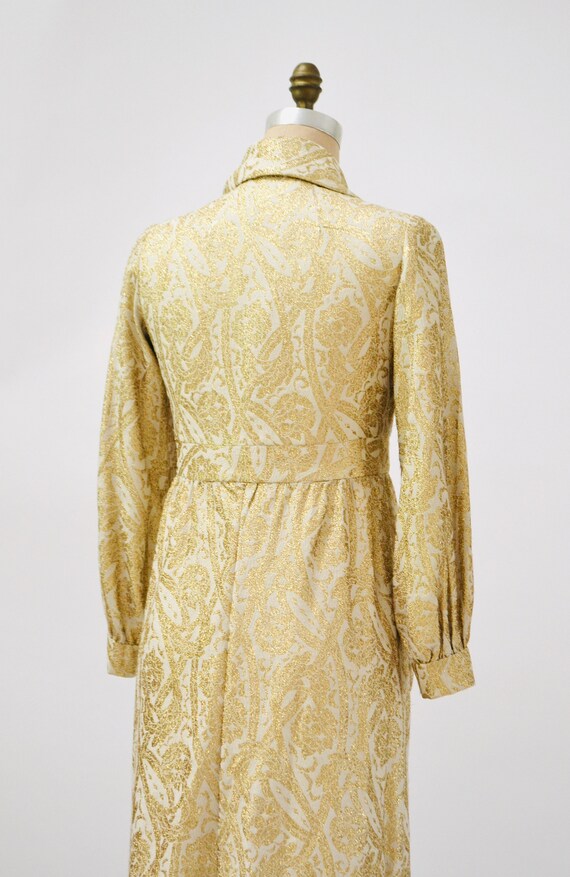 60s 70s Vintage Gold Brocade Cocktail Dress Rhine… - image 8