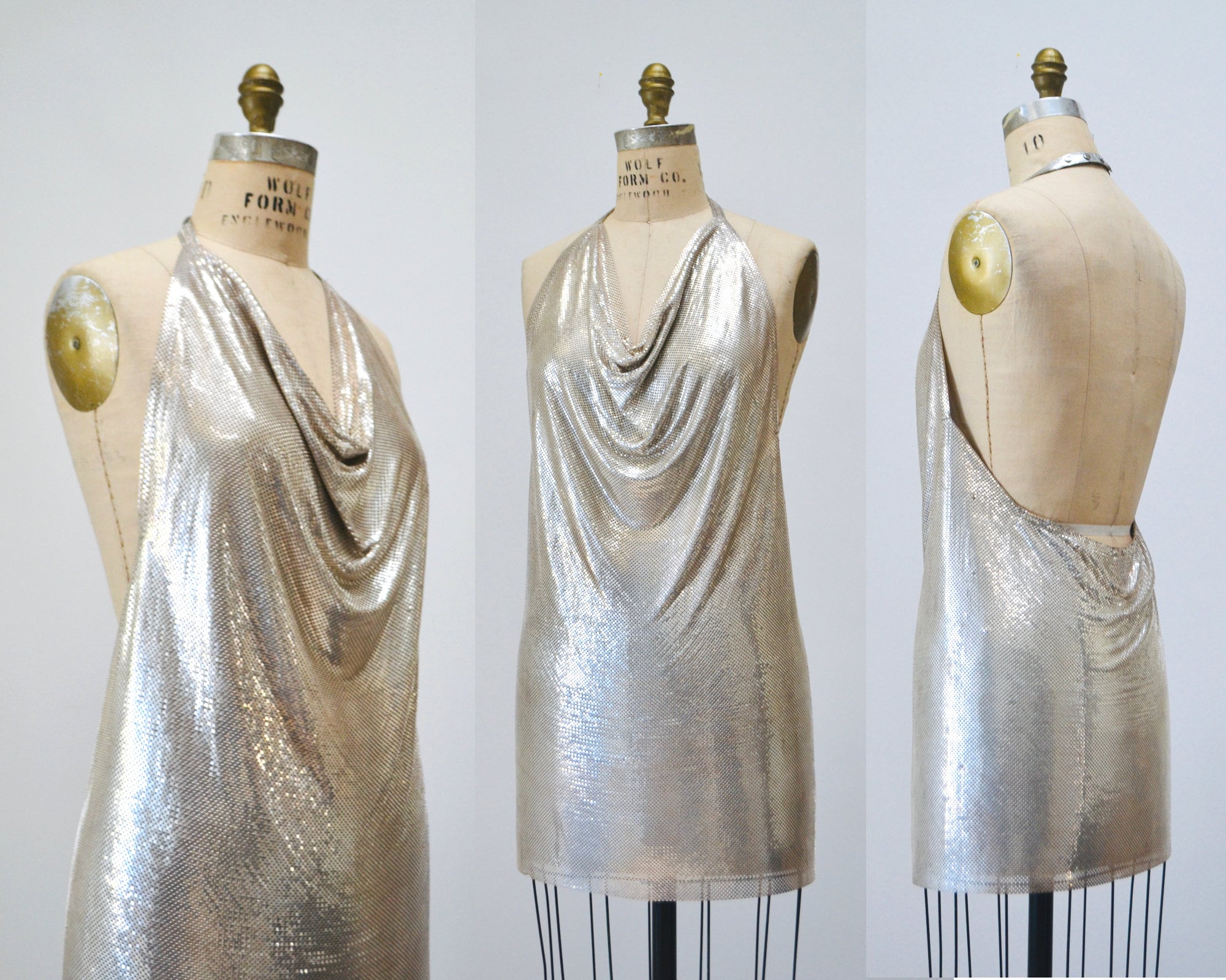 70s 80s Vintage Silver Metal Mesh Dress Whiting & Davis 70s 80s Vintage Silver Metal Mesh Dress Whiting & Davis