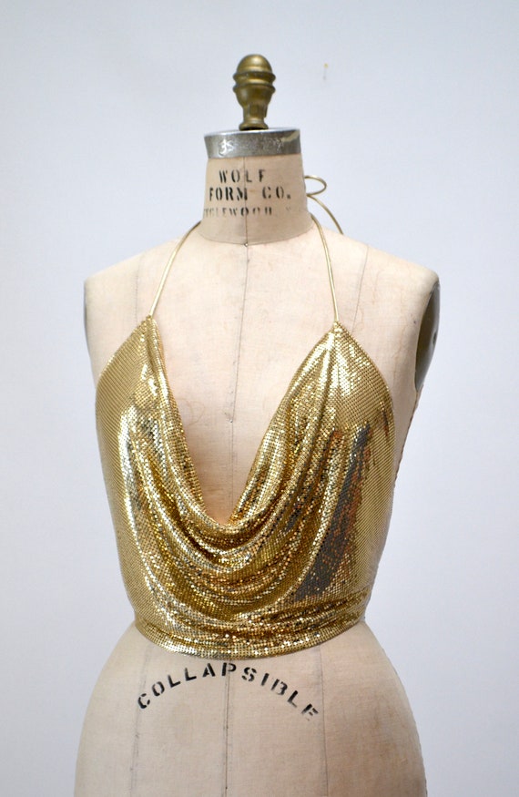 70s 80s Gold Whiting and Davis Vintage Chainmail … - image 10