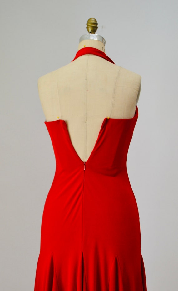 Red halter cocktail dress best sale